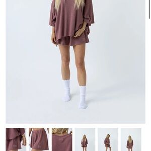 The Foxy Kind Cozy Desert Coral Ribbed Lounge Set